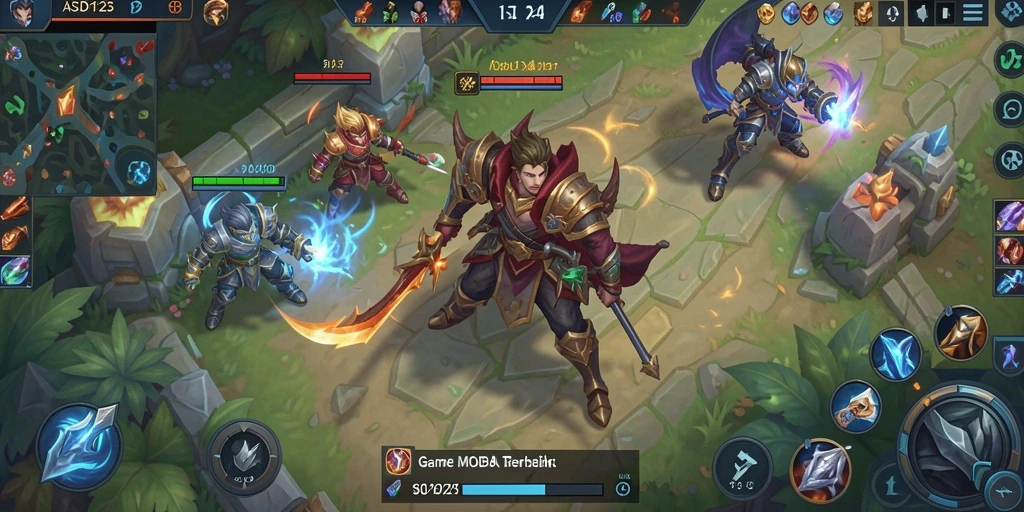 Tampilan aksi seru dalam game MOBA ASD123.