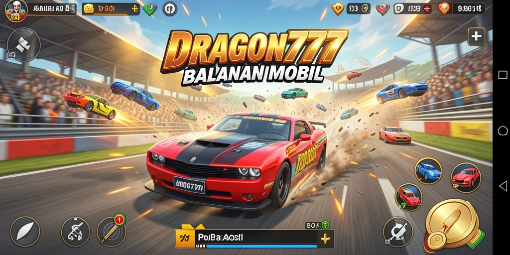 Tampilan utama gameplay balapan mobil di DRAGON777.