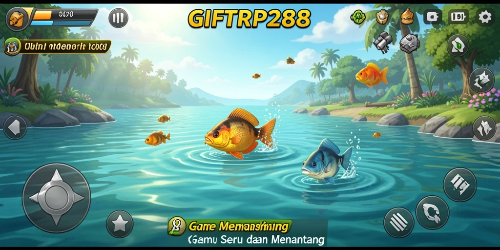 Tampilan gameplay <strong>GIFTRP288</strong> menunjukkan keseruan saat memancing berbagai jenis ikan.