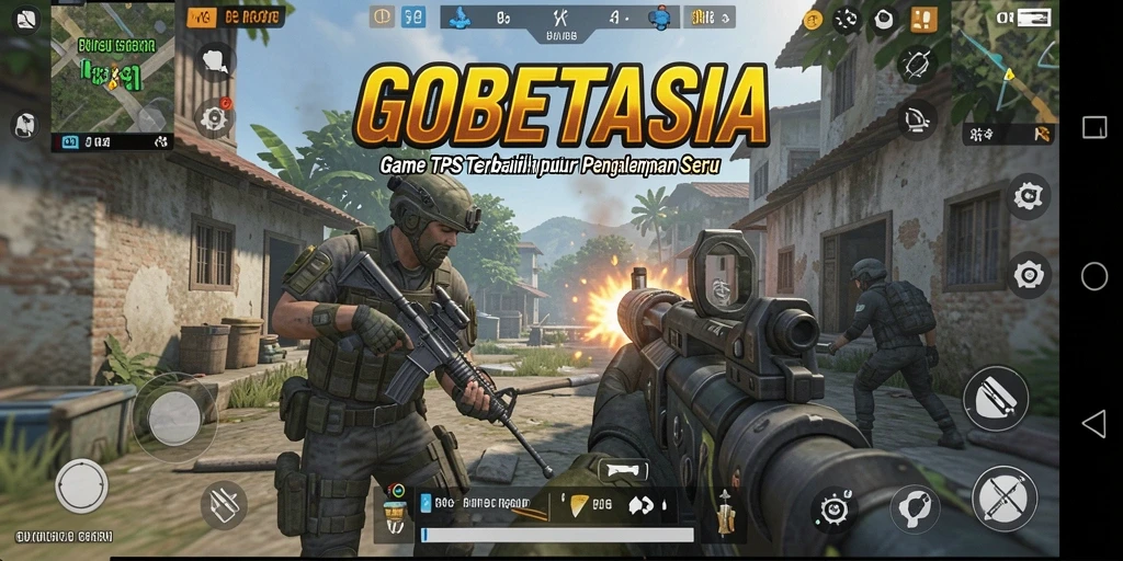 Screenshot GOBETASIA menampilkan aksi seru dalam pertempuran TPS.
