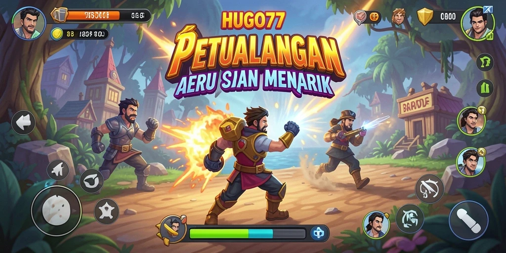 Tampilan gameplay HUGO77 yang seru dan penuh warna.