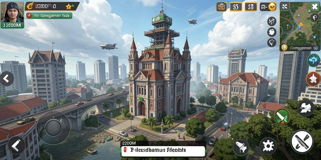 Tampilan gameplay menegangkan di J200M saat melawan gelombang musuh.