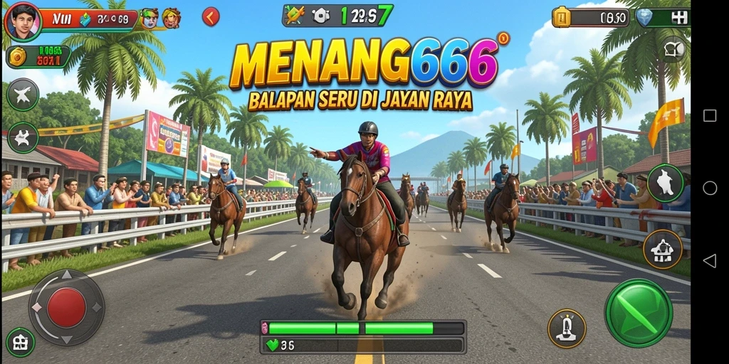 Tampilan gameplay balapan yang menegangkan di MENANG666.