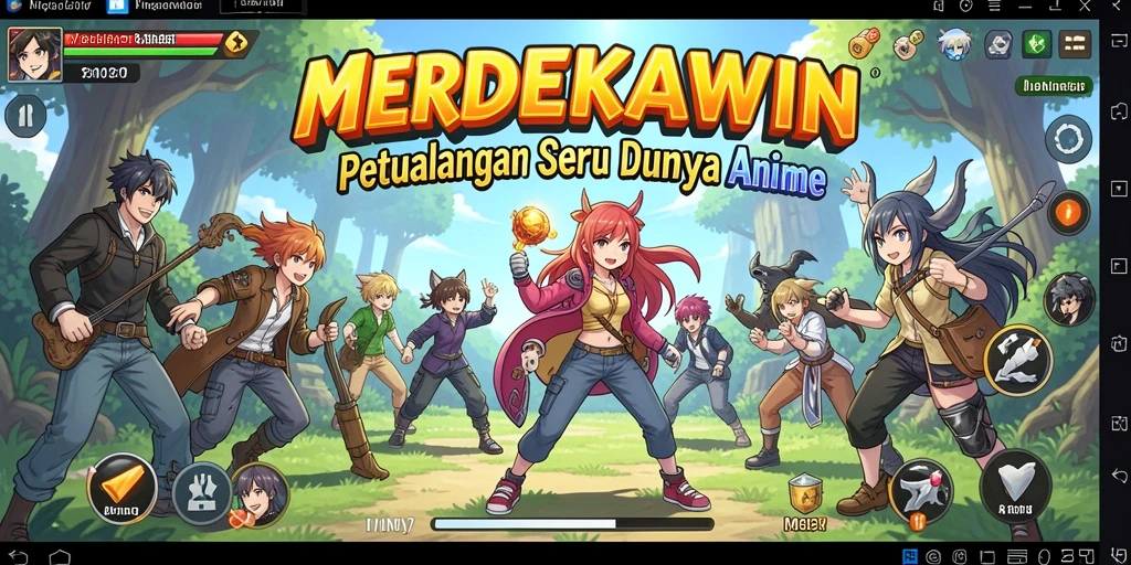 Tampilan gameplay seru dari MERDEKAWIN dengan karakter Anime menarik.