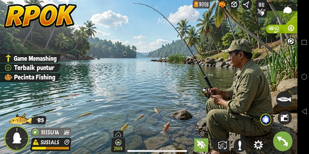 Gameplay RPOK yang menegangkan saat menangkap ikan besar.